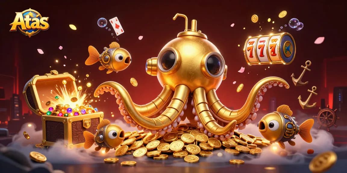 Engage in winning moments at Atas Casino with golden treasures, slot machines, and dynamic gameplay.
