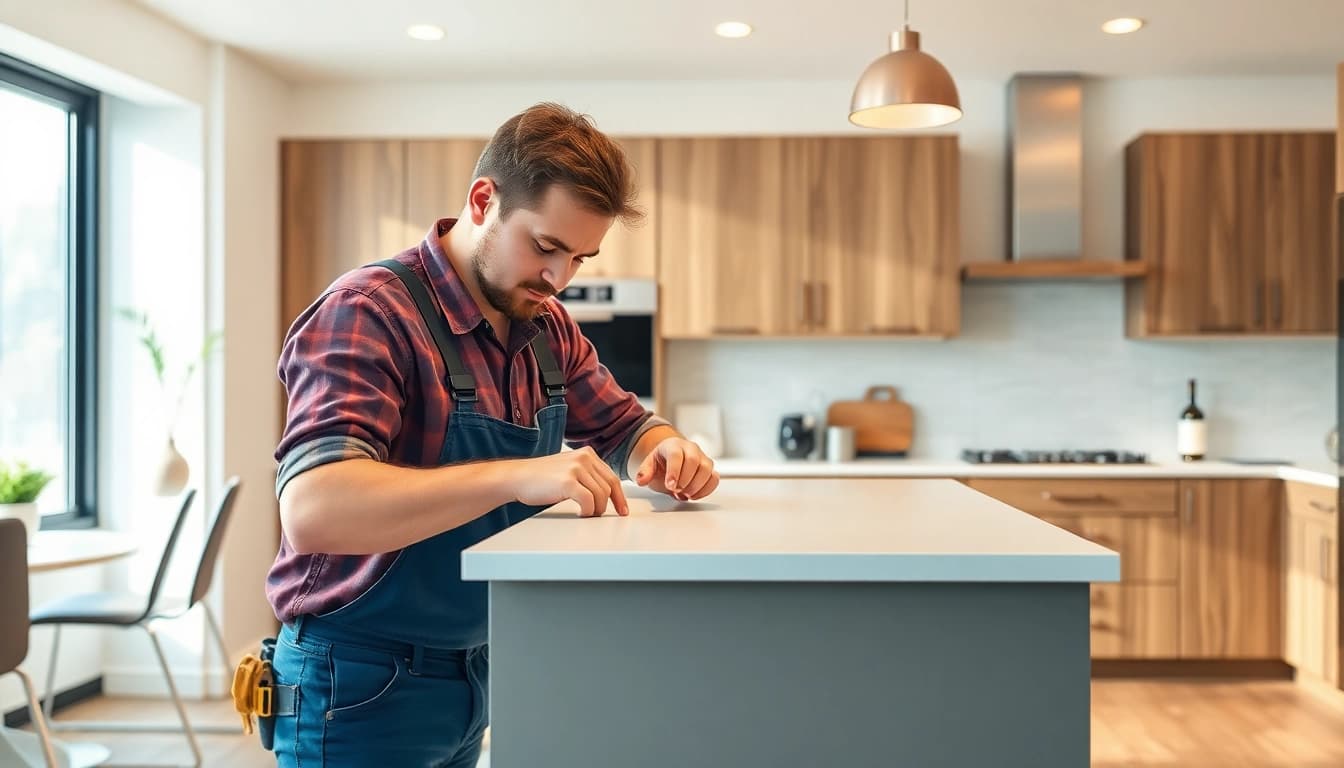 Executing precise kitchen installation near me with skilled professionals in a modern home setting.