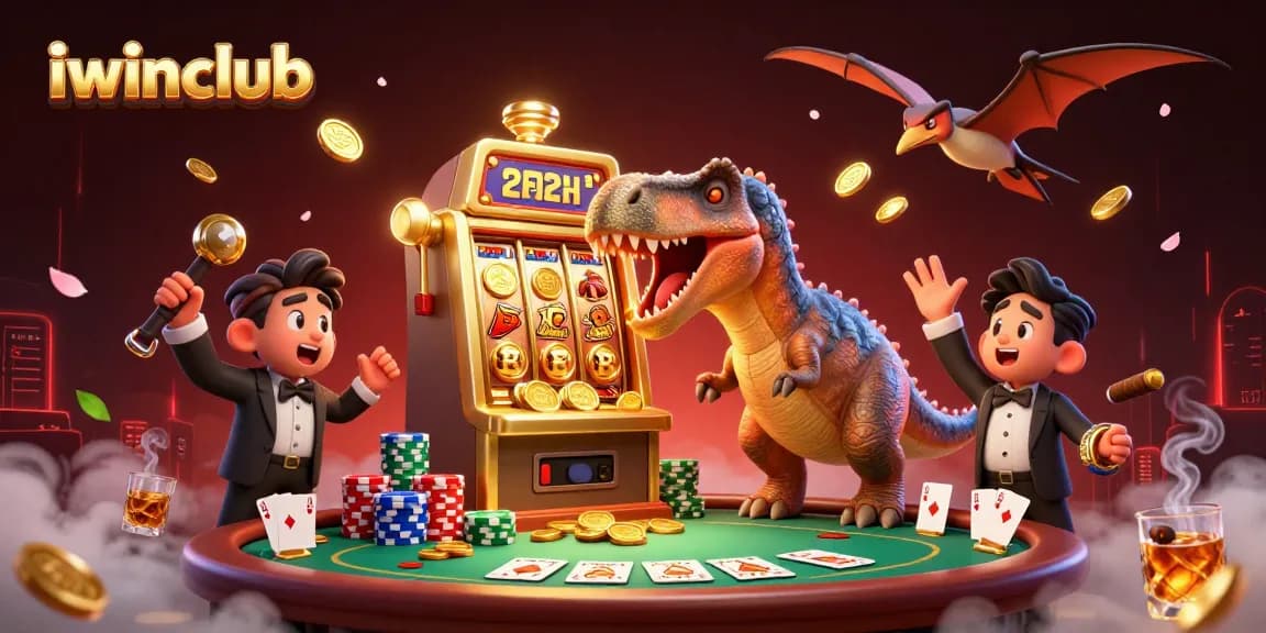 Win big at iwinclub with an epic scene of dynamic gambling adventures featuring dinosaurs.
