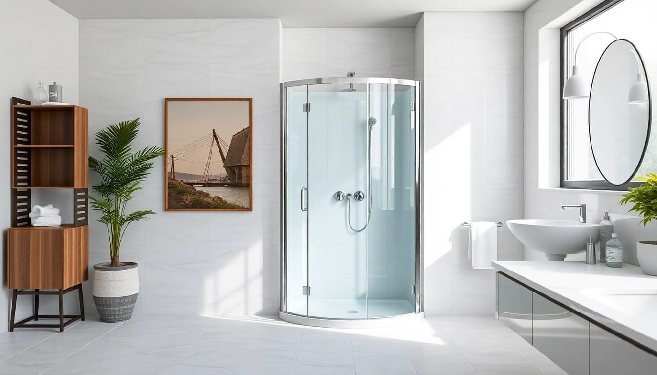 Erleben Sie die moderne sonni Duschkabine 80x80 in einem eleganten italienischen Badezimmer mit stilvollen Elementen.