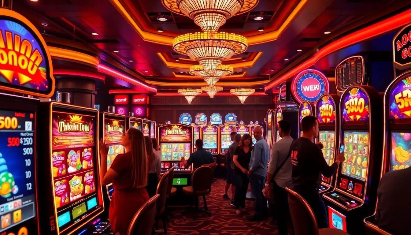 Engage in thrilling slot depo 5k gameplay at a vibrant casino with exciting machines.