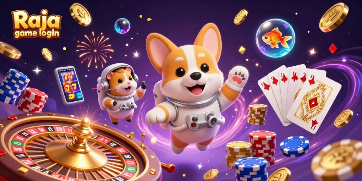 Join the fun in Raja game login with a vibrant casino scene featuring dynamic characters and thrilling game elements.