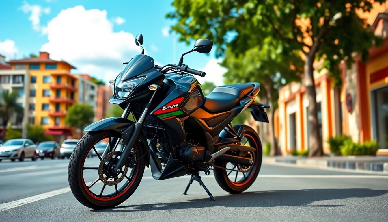 View of 125cc and 250cc beginner motorcycles in a sunny urban setting, ready for a ride.