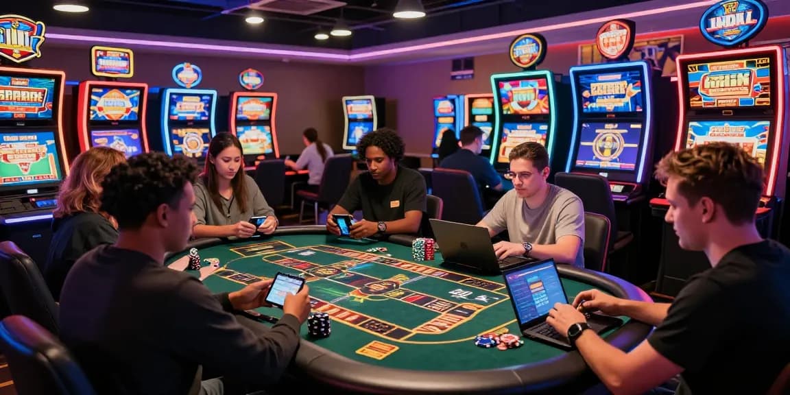 Engaging atmosphere at brcs.co.uk showcasing players at credit card casinos with vibrant gaming elements and modern technology.