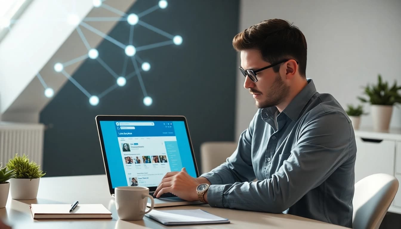 Learn how to scrape linkedin search results with a professional at a modern workspace focused on data analysis.