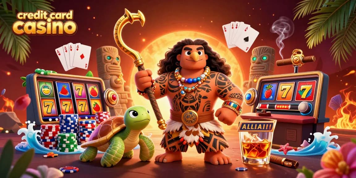 Experience the thrill of a credit card casino with vibrant characters and game elements in an exciting scene.