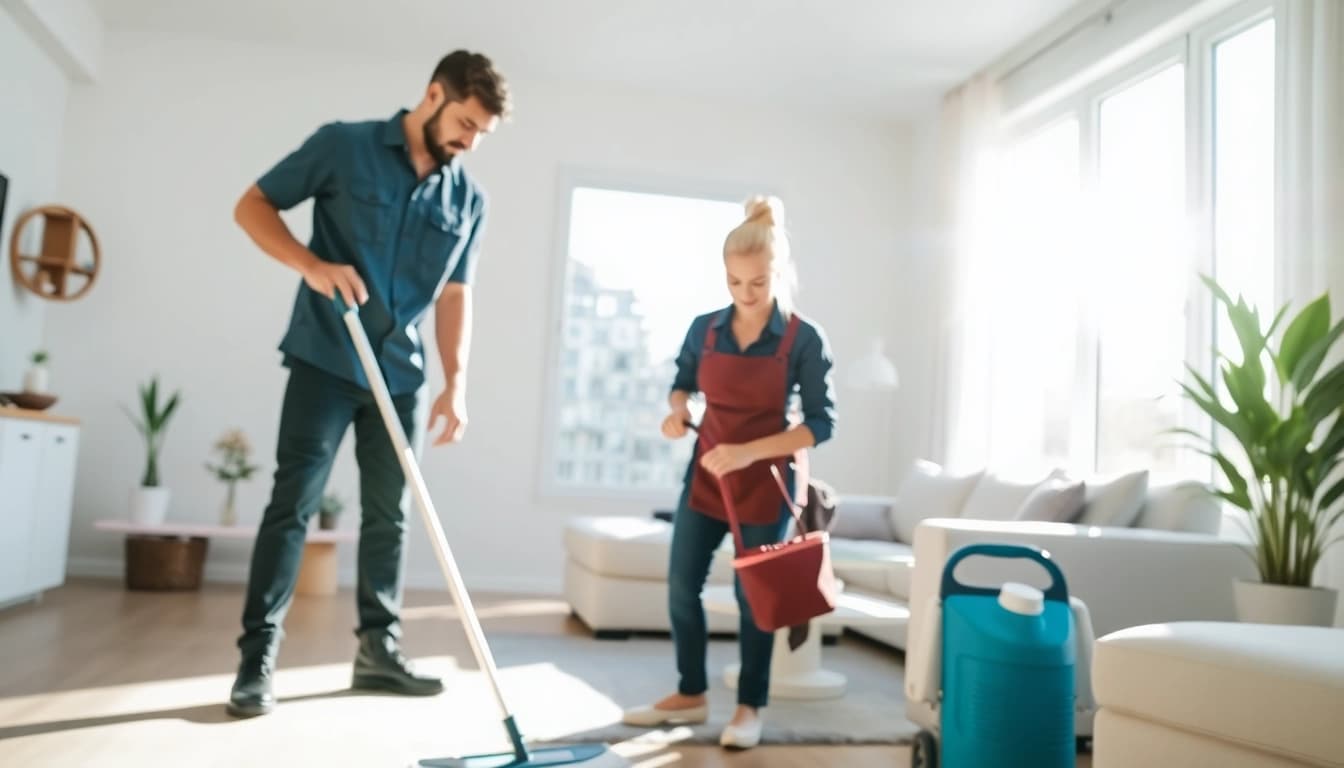 Experienced team providing cleaning services calgary in a modern home environment.