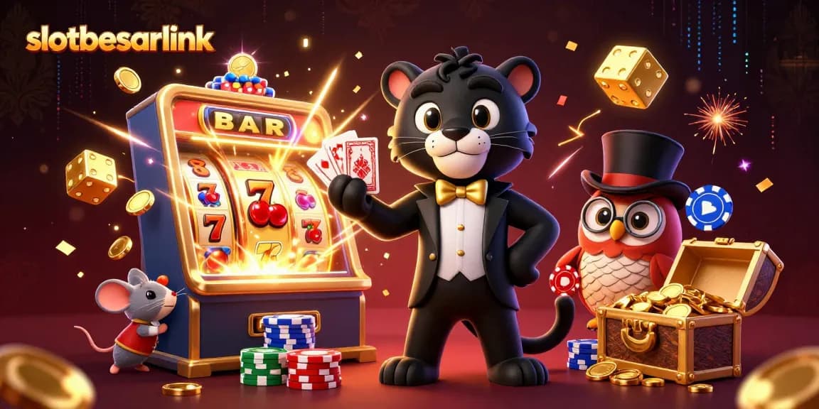 Experience exciting gameplay at slotbesarlink with a panther dealer and classic slot symbols.