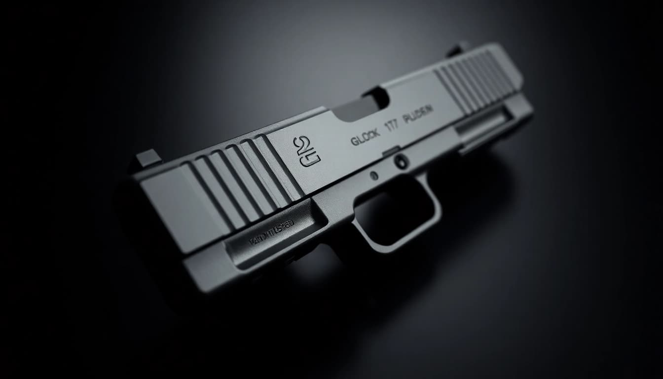 Inspecting glock 17 slide highlights its precision craftsmanship and intricate design.