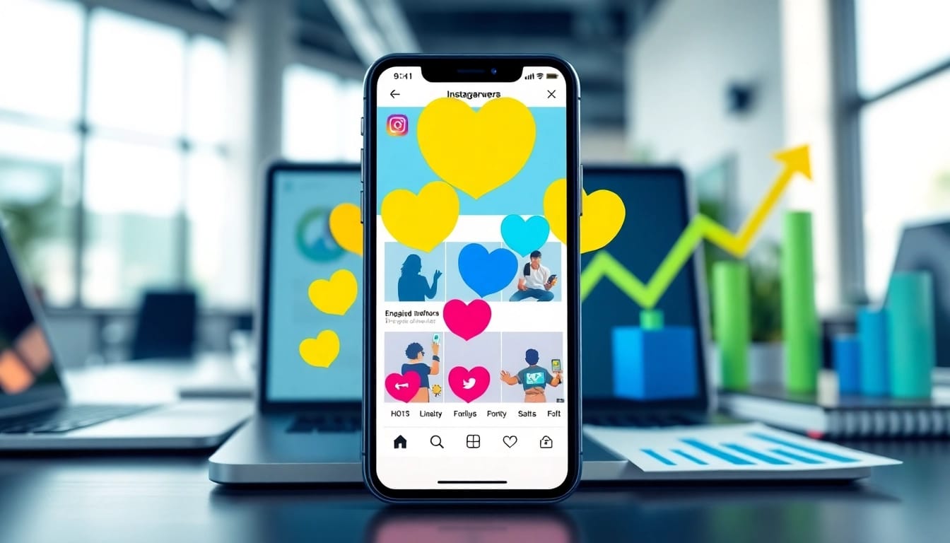 instagram フォロワー 購入での効果的なマーケティングコンセプトを示すイラスト