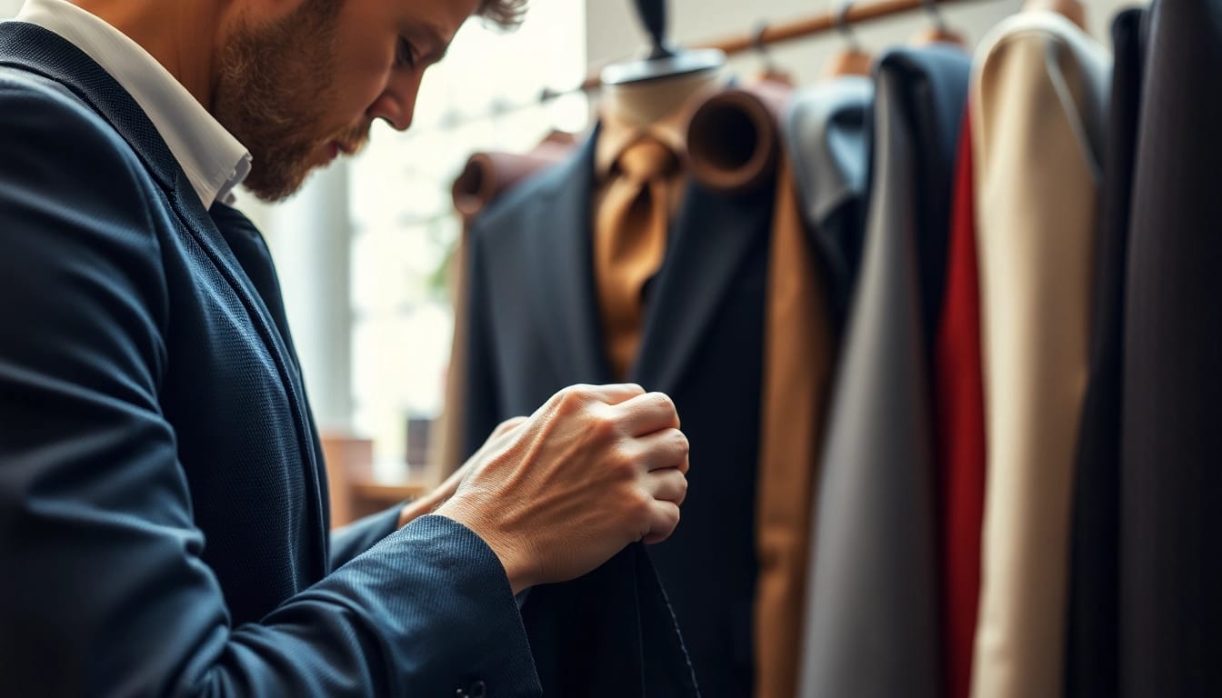 Crafting a tailor made bespoke suit with precision in a tailored workshop environment.