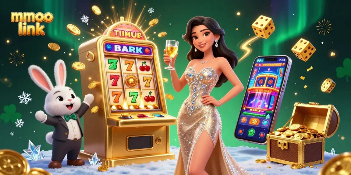 Win big at mmoo link with an explosive jackpot scene featuring a glamorous woman and bunny croupier.