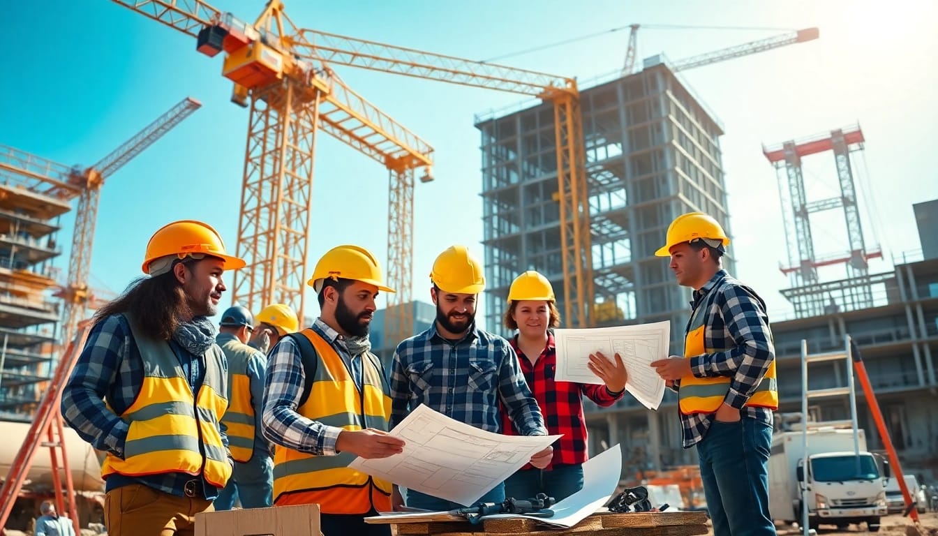 Join the professionals in the construction career as they collaborate on a bustling building site.