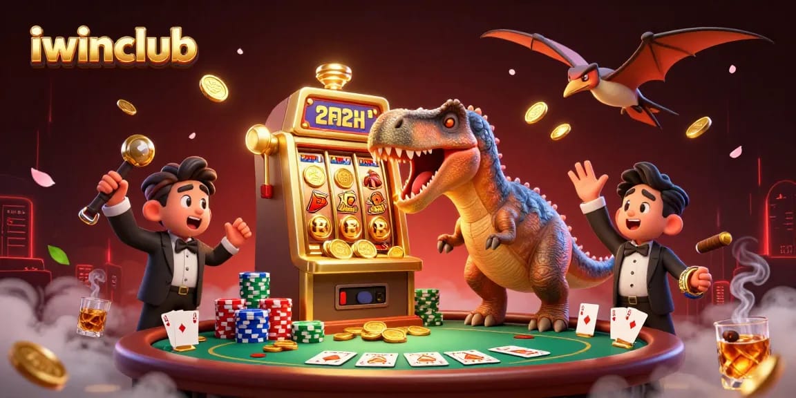Win big at iwinclub with an epic scene of dynamic gambling adventures featuring dinosaurs.