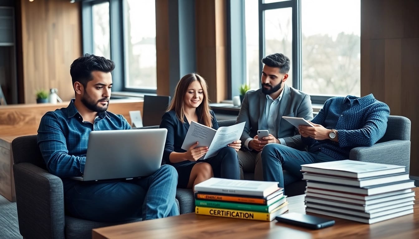 Unlock IT certifications without studying through collaborative discussions in a modern office setting.