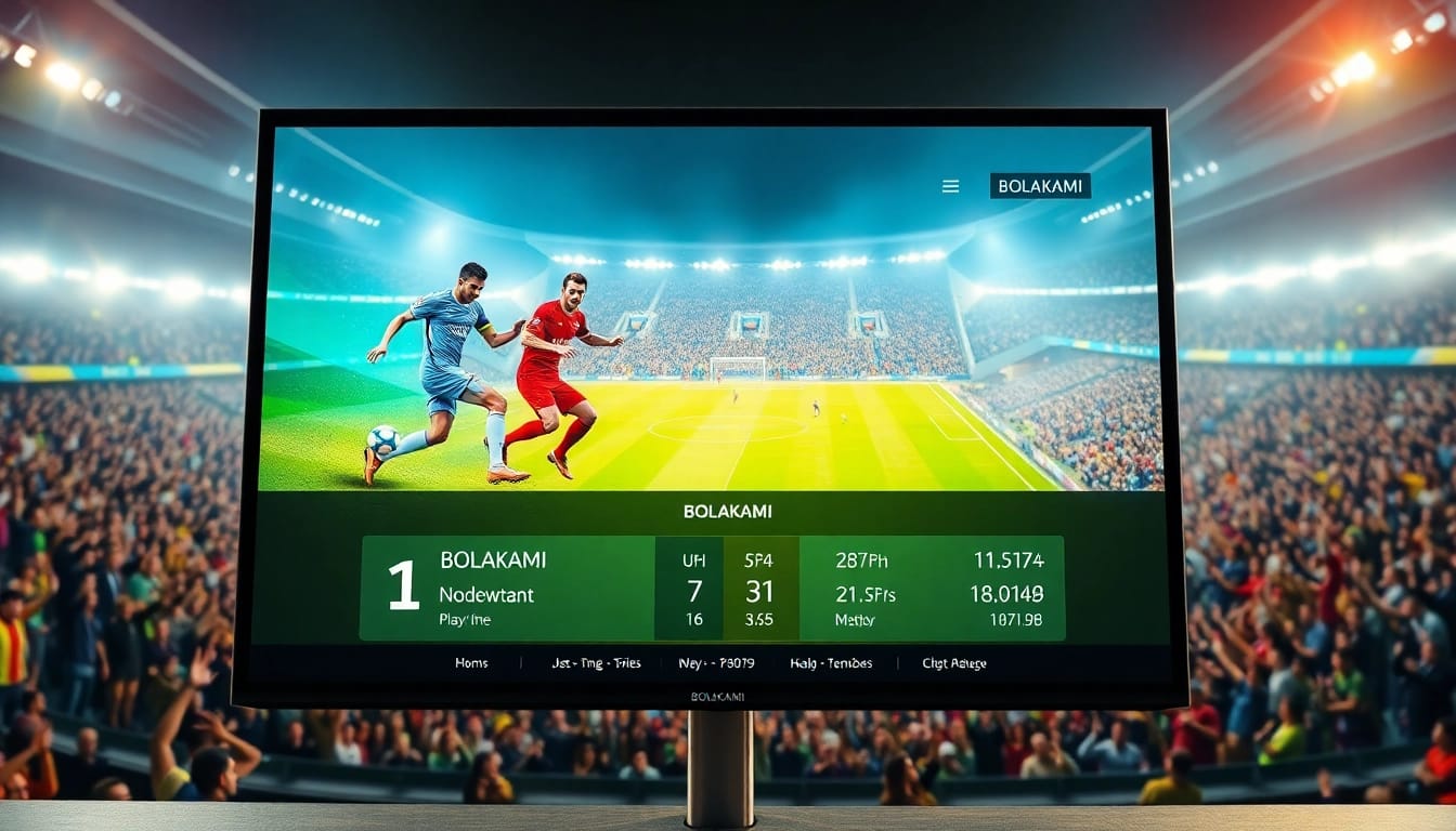 Menyaksikan pertandingan sepak bola langsung melalui bolakami apk dengan antarmuka yang menarik.