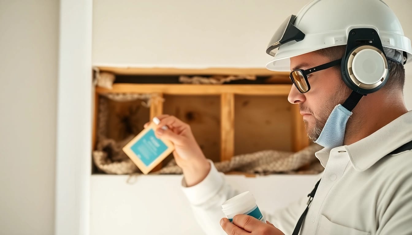 Efficient wall void insect treatment being applied by a pest control expert.