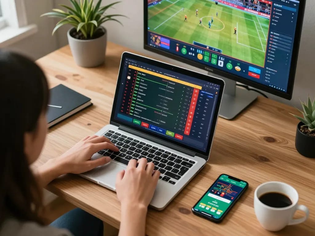 fb88 đăng nhập on laptop during exciting sports betting session at home office