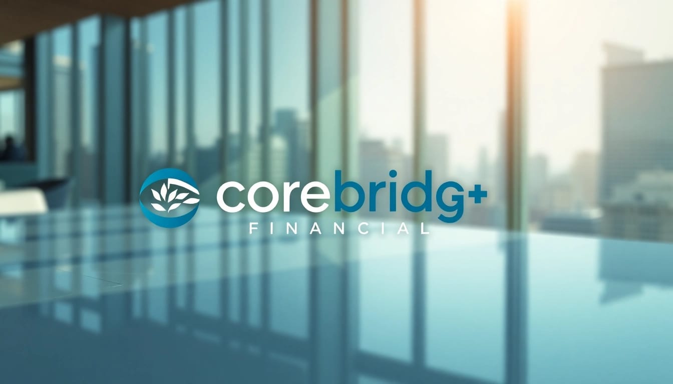 Illustration of Corebridge Financial logo reflecting stability and professionalism in a corporate setting.