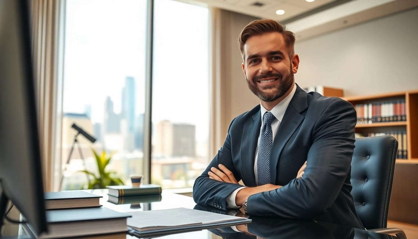 Engaging Houston Injury Attorney in a modern law office advocating for client justice.