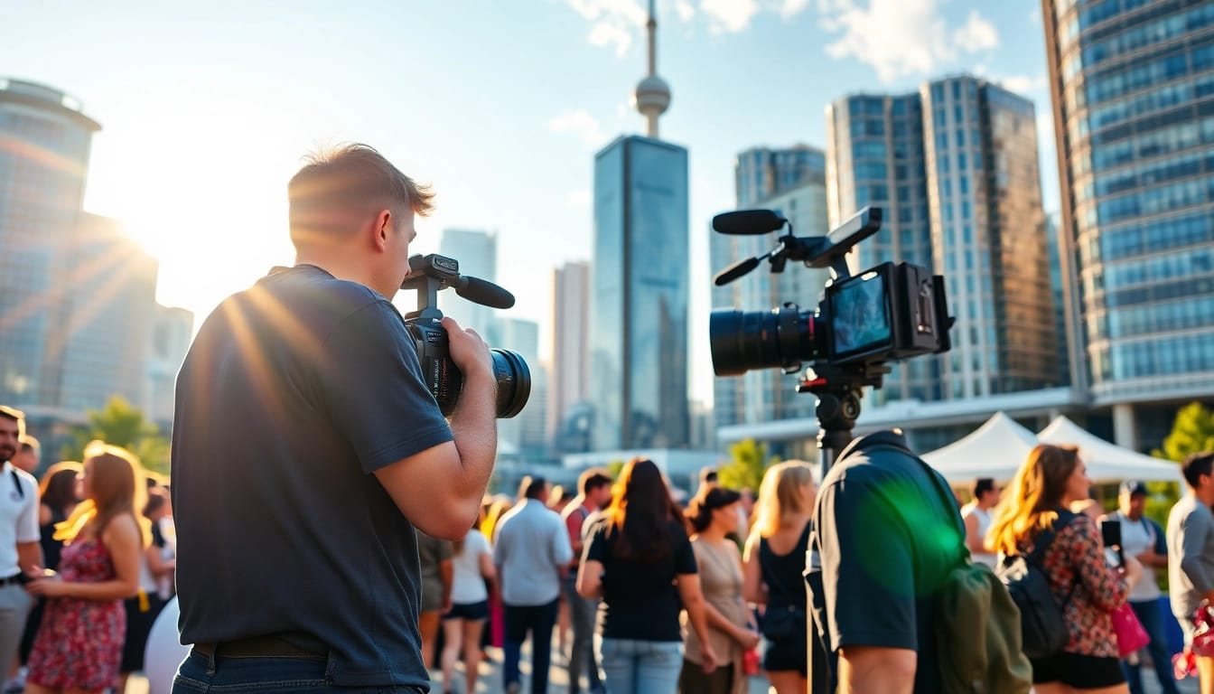 Filming an event in Toronto using on-location videography toronto techniques.