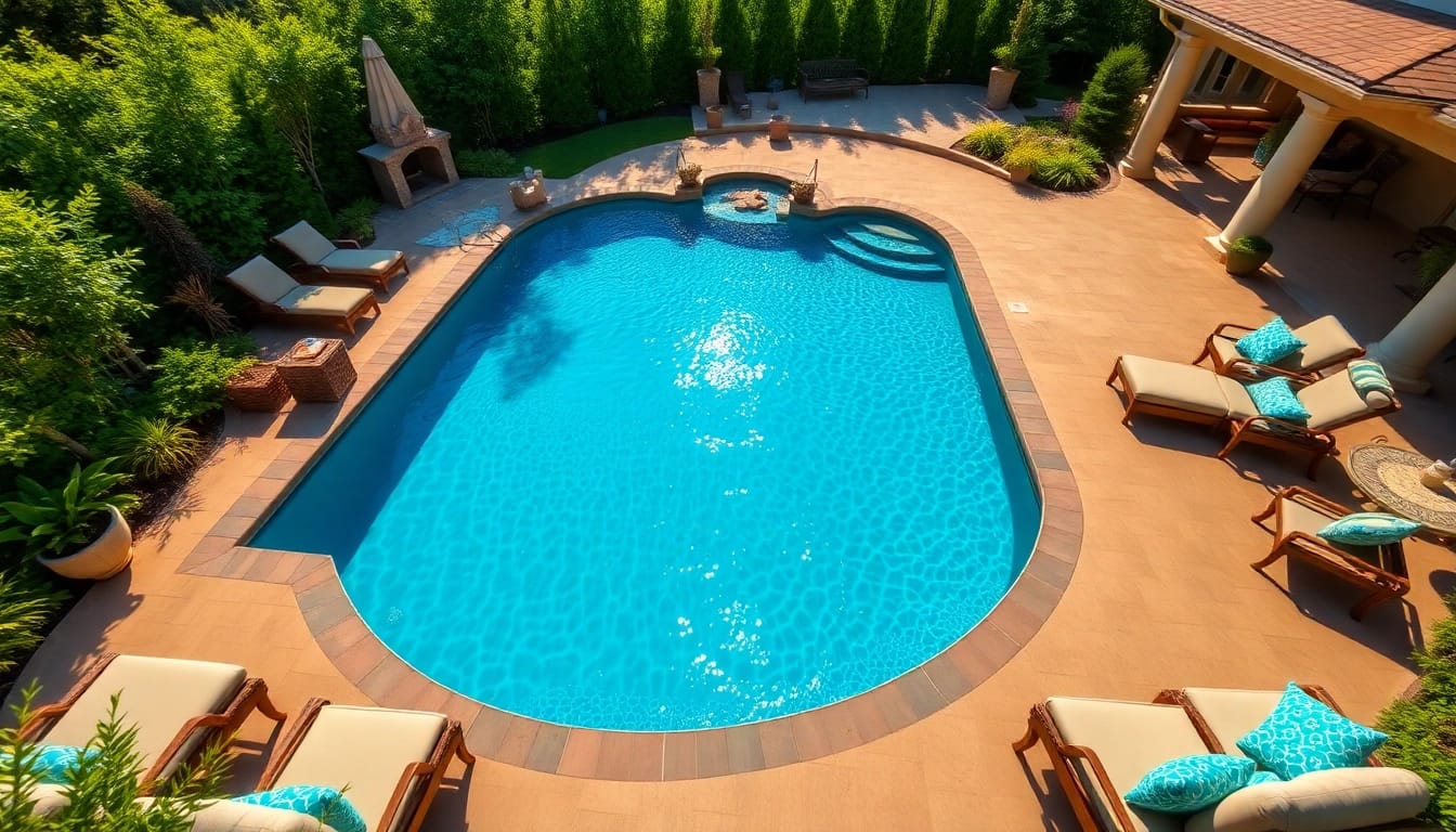Custom Pool builder in Culpeper, VA showcasing a luxurious backyard oasis with a stunning designed pool.