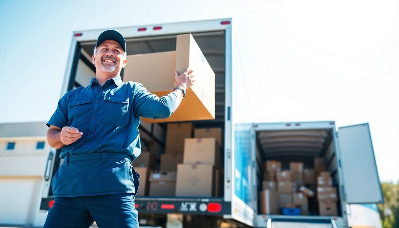 Long distance movers assisting clients with a professional moving service in an organized environment.