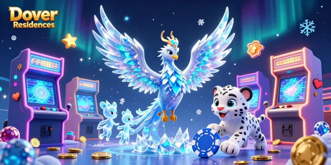 Dover Residences showcases a captivating 3D scene with a phoenix and casino-themed elements enhancing gaming excitement.