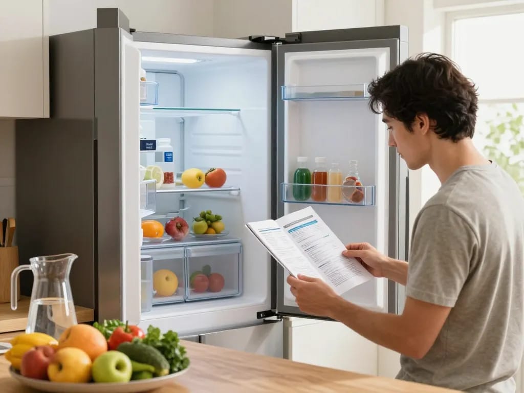 Waterdrop Plus UKF7003 Replacement for Maytag® UKF7003 displayed in a refrigerator, enhancing home kitchen freshness.