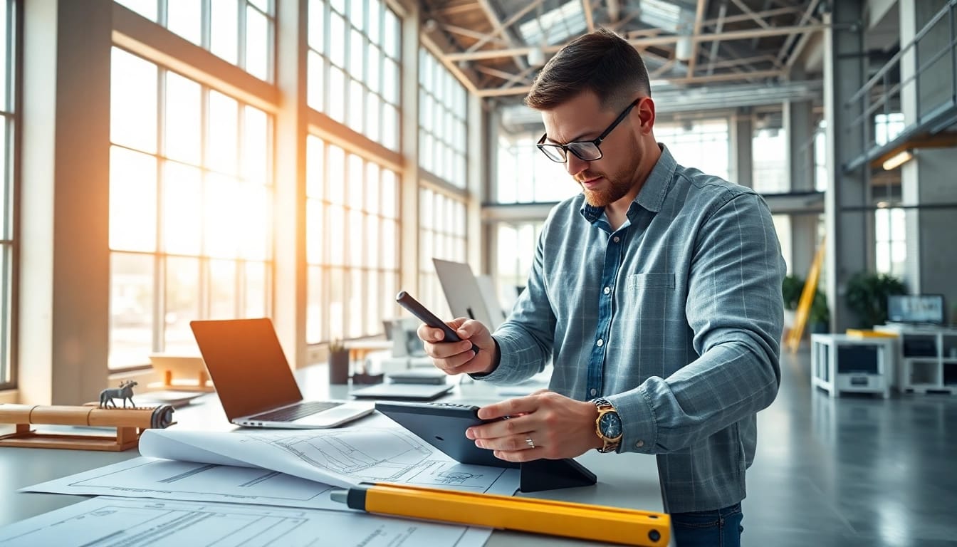 Calculate structural integrity with the beam calculator while analyzing blueprints.