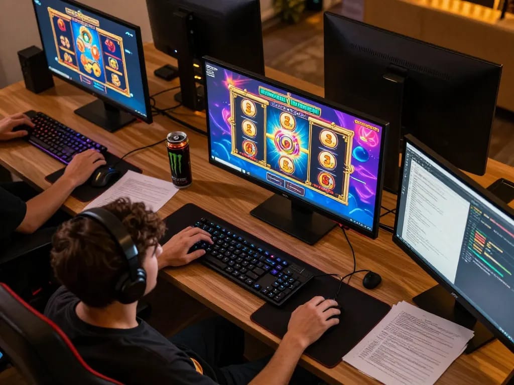 Memainkan demo slot yang mendebarkan di pengaturan desktop modern selama sesi permainan yang menyenangkan.