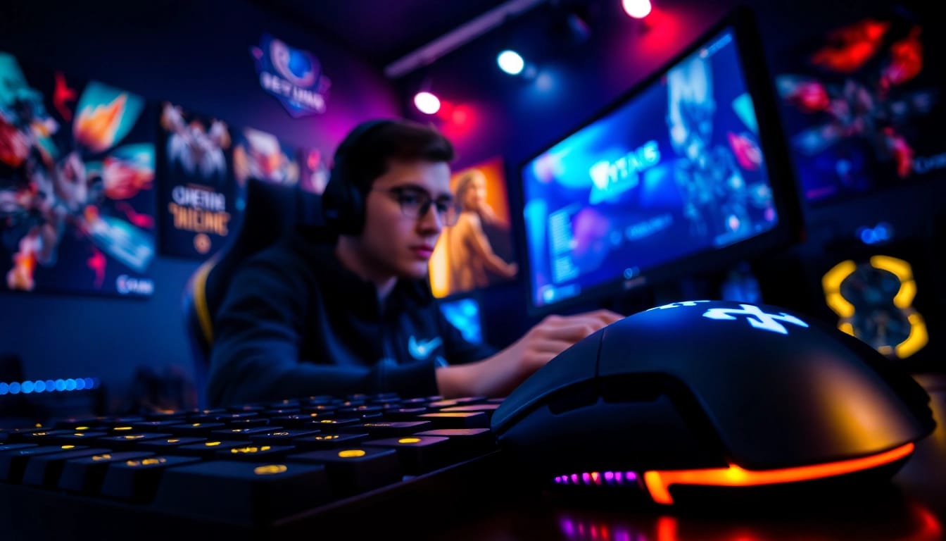 Menyaksikan bensu4d alternatif game dengan gamer terfokus di depan setup gaming yang canggih.