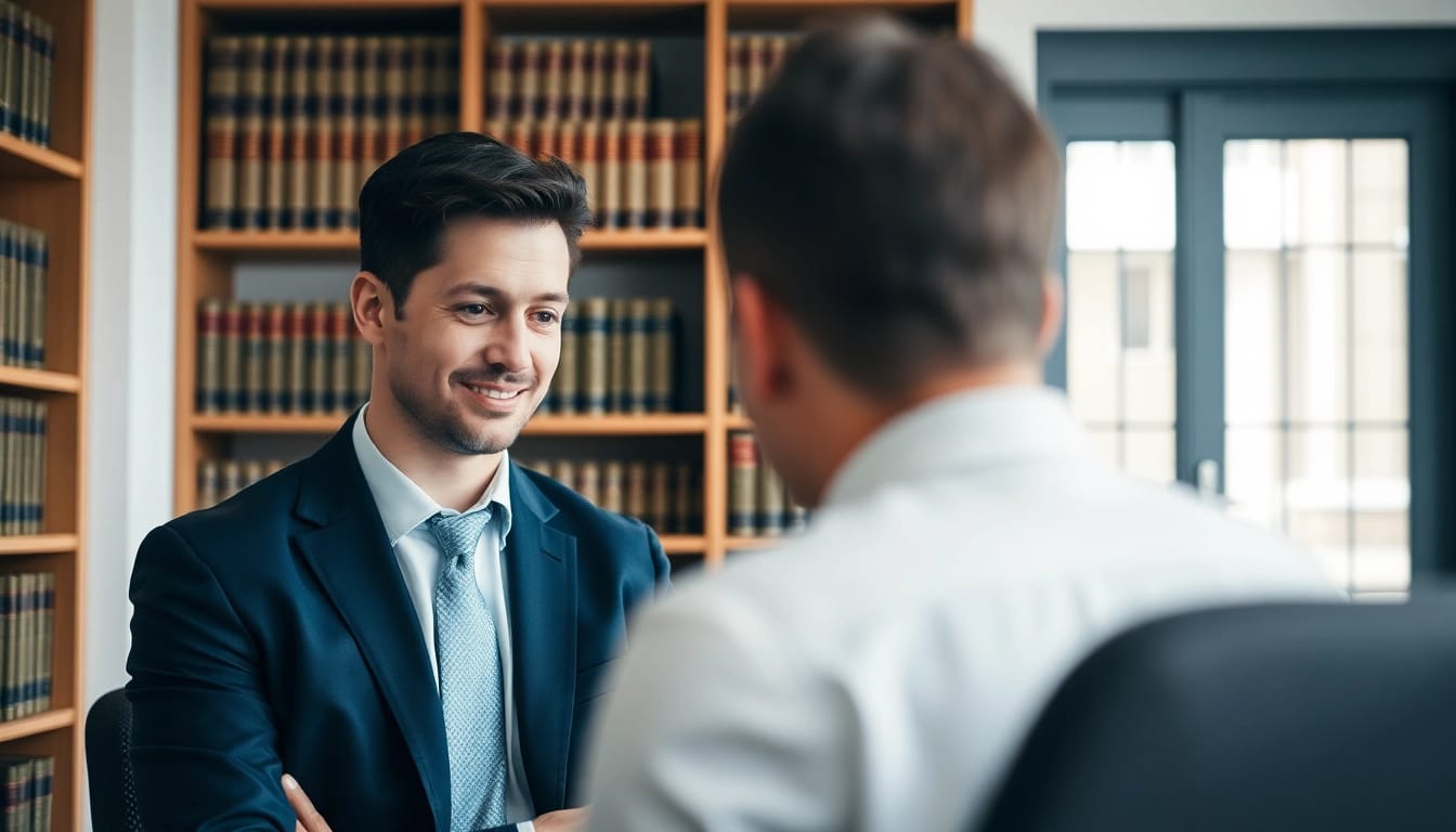 Orlando Injury Lawyer assisting a client in a professional office setting.