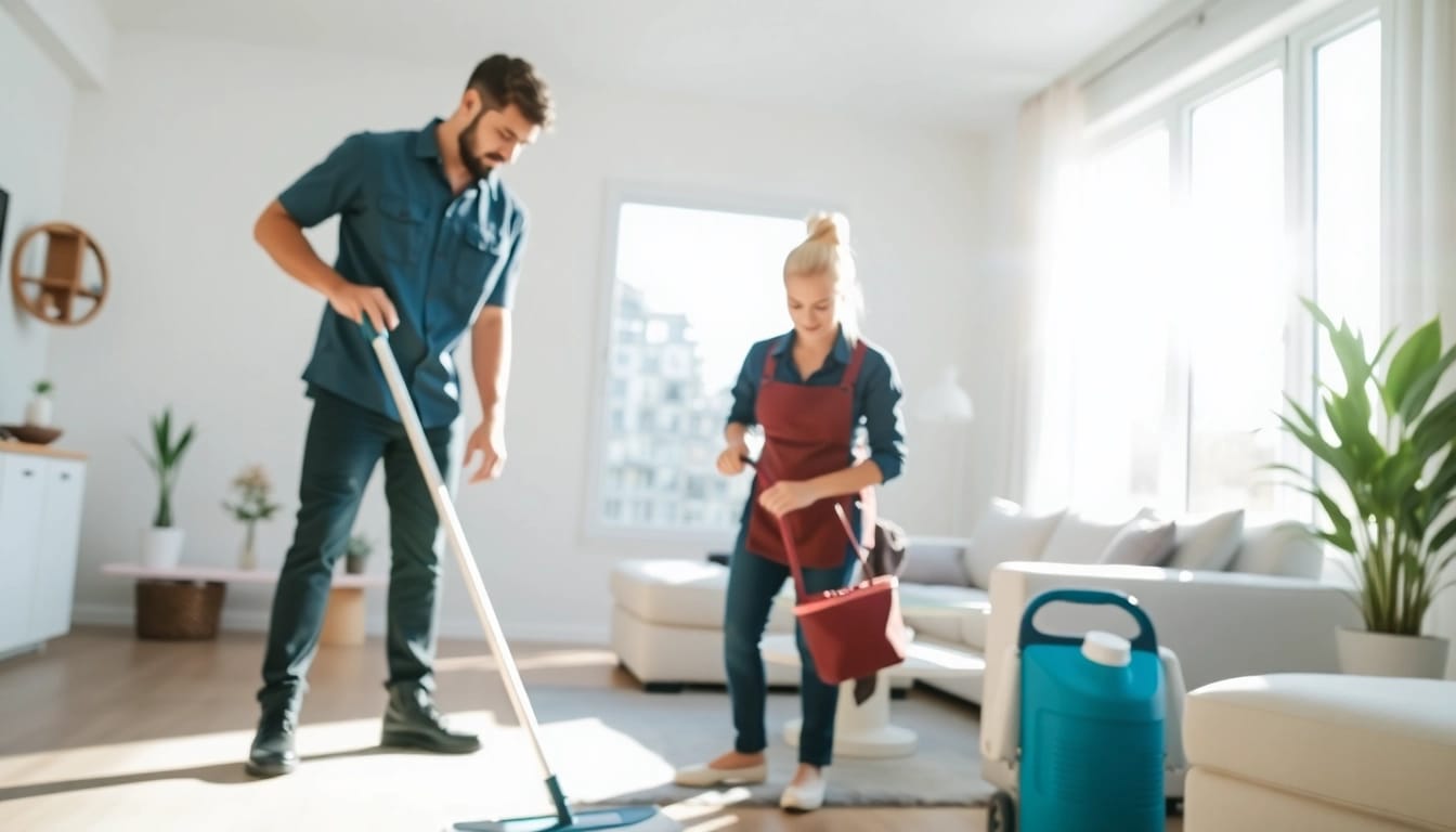 Experienced team providing cleaning services calgary in a modern home environment.