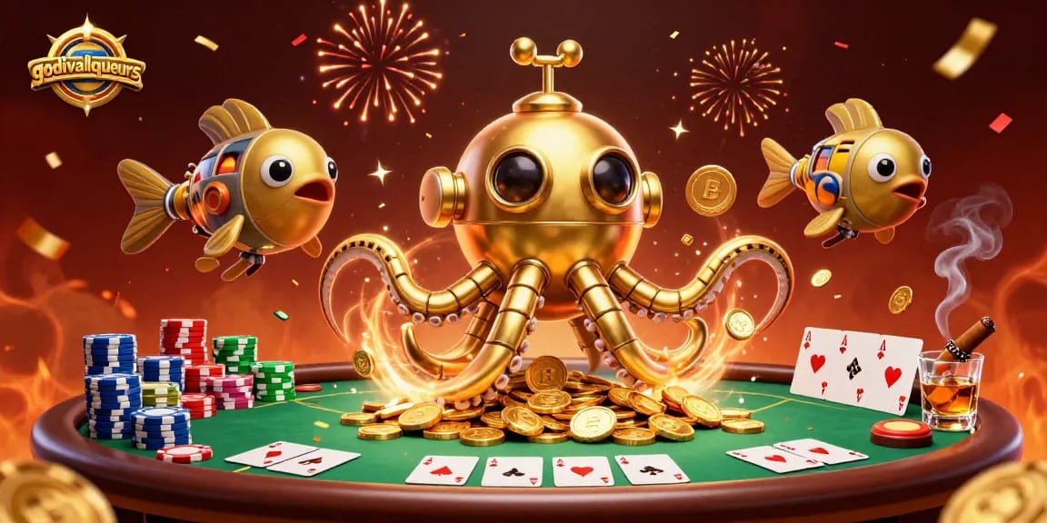 Engage in thrilling action with godivaliqueurs liqueurs while exploring a dynamic casino scene.