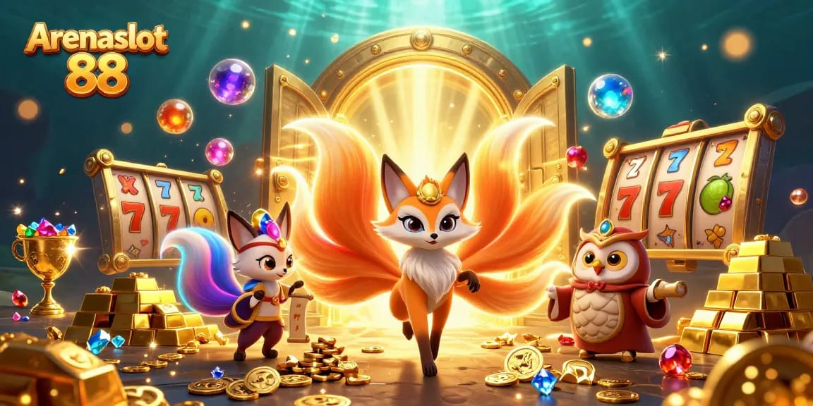Arenaslot 88 menawarkan pengalaman bermain slot menarik dengan karakter game yang penuh warna dan elemen kasino yang menakjubkan.