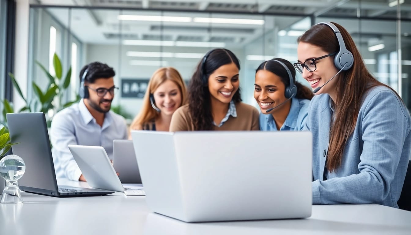 Expert IT Support for Businesses team collaborating with advanced technology in a modern office.