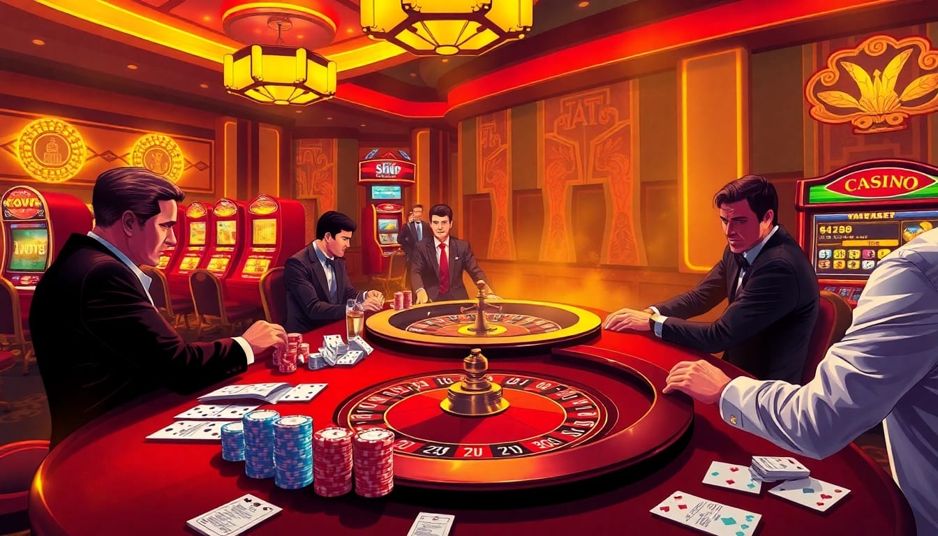 Engage with hidden wiki links at a vibrant casino table with poker cards and roulette.