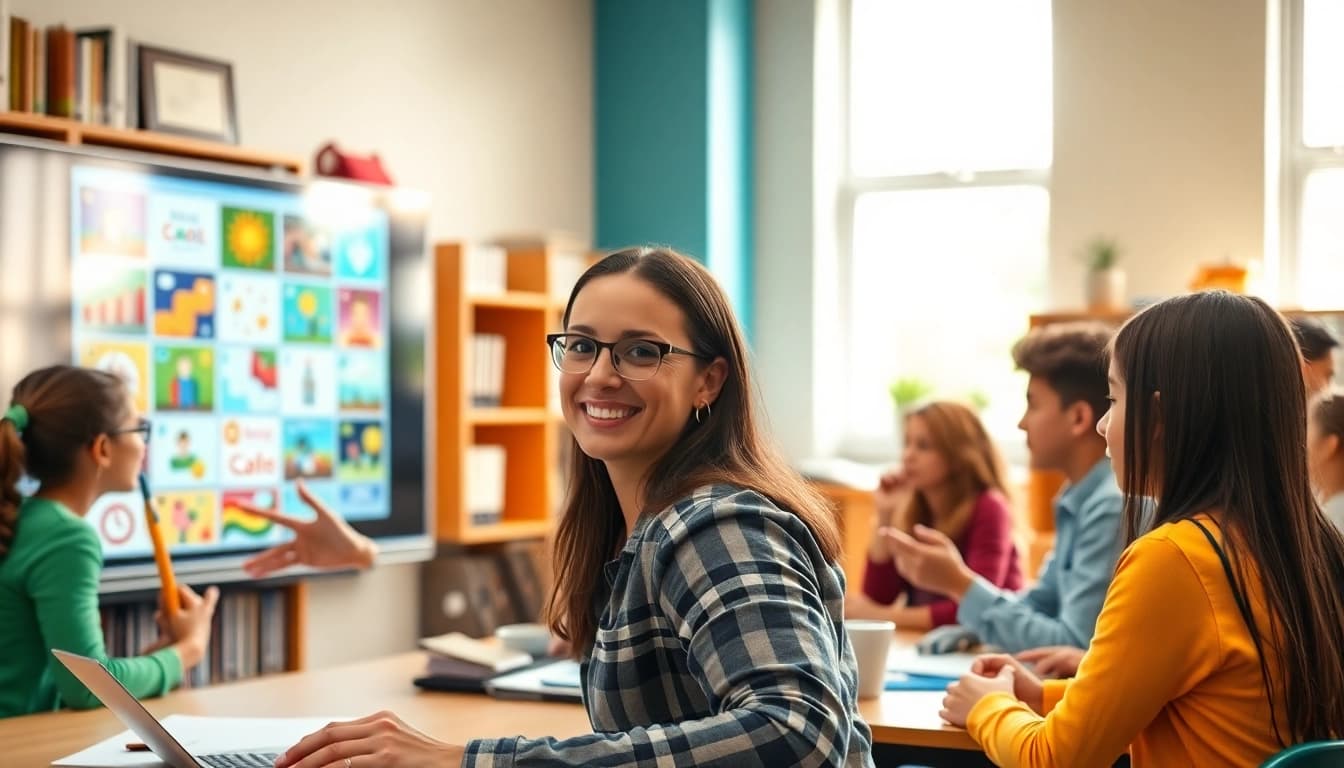 Educators fostering a vibrant and collaborative educational environment with students.