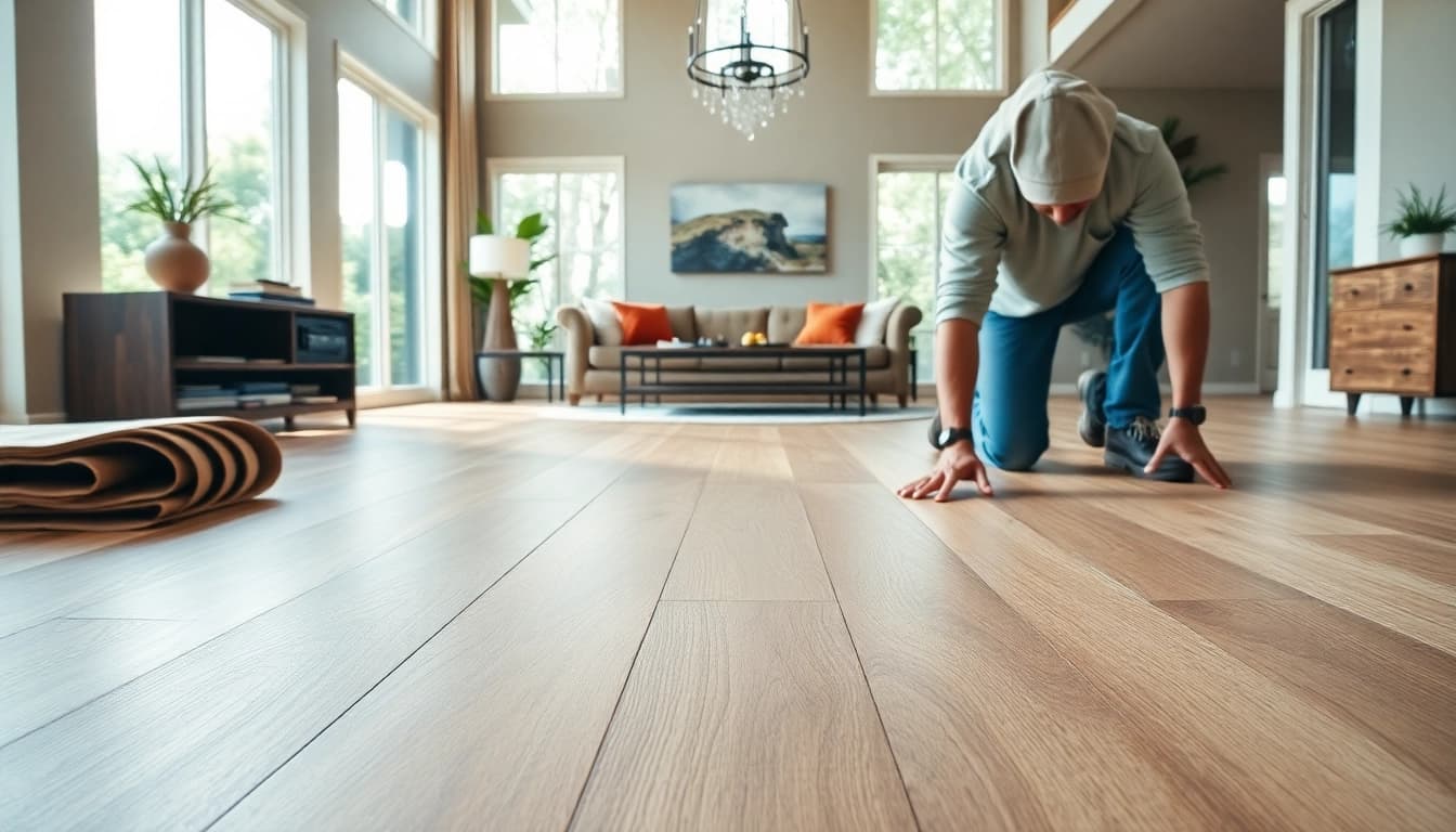 Transform your space with LVP flooring near me, highlighting quality craftsmanship in a modern setting.