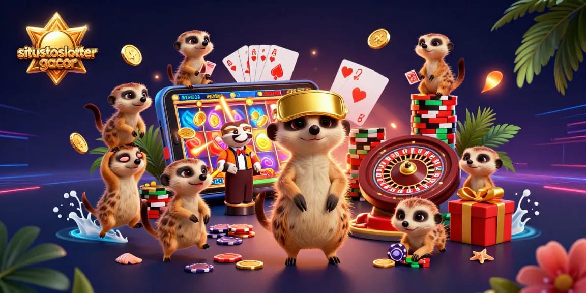 Experience winning moments at situstotoslottergacor with meerkats in an energetic casino scene.