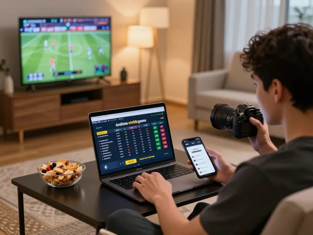 Engaged player using cm88game for online sports betting, showcasing a focused gaming setup with betting interface.