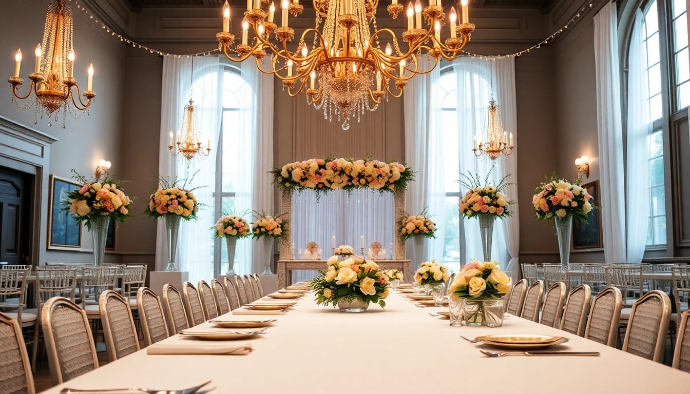 Experience the allure of Jacksonville Wedding Venue, featuring elegant decor and vibrant floral arrangements.