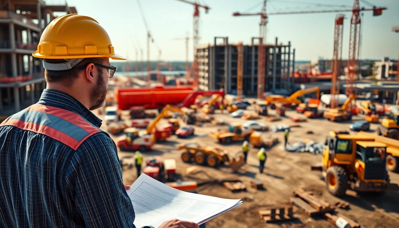 New Jersey Construction Manager ensuring safety and progress at a construction site.