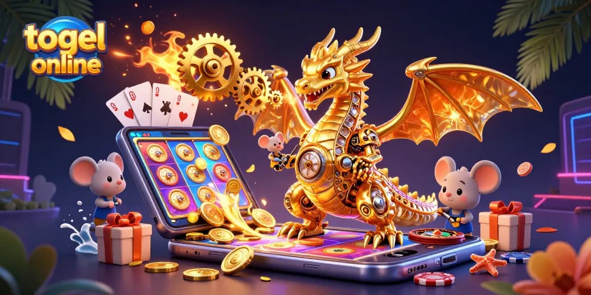 Permainan togel online dengan karakter naga emas dan elemen kasino yang dinamis