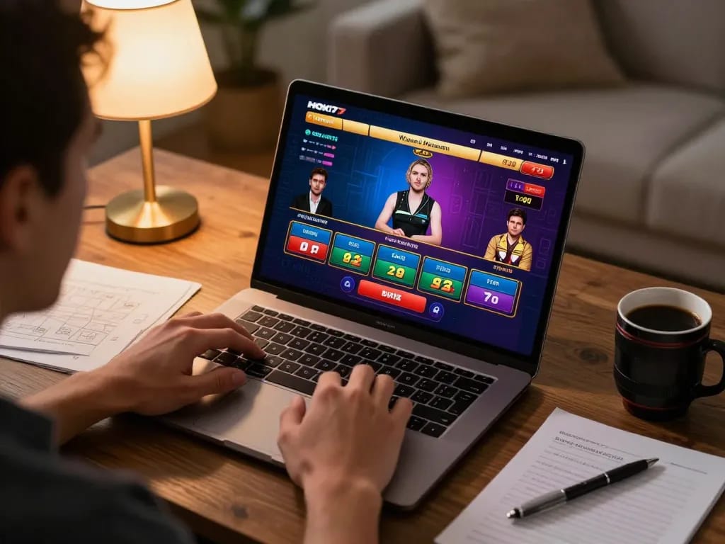 Rasakan sensasi permainan online dengan platform HOKI77 yang menawarkan antarmuka permainan dealer langsung yang penuh warna.