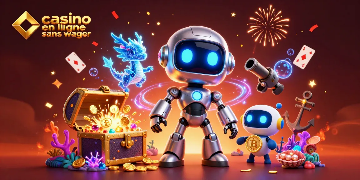 Engagez-vous avec les avantages des casinos en ligne sans wager illustrés par des personnages et éléments vibrants.