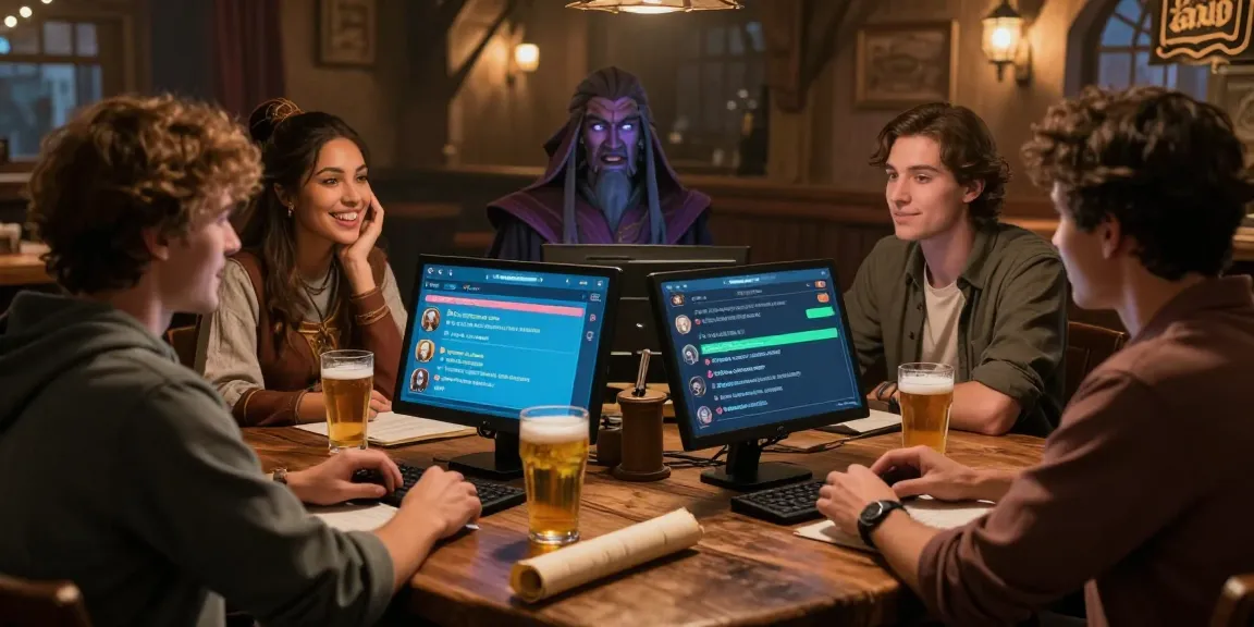 Tavern AI scene showcasing avatars interacting in a virtual tavern with immersive character designs and chat interfaces.