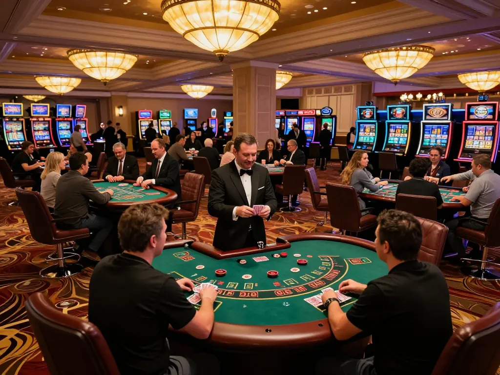 Experience thrilling blackjack gameplay at okwin's luxurious casino gaming floor.