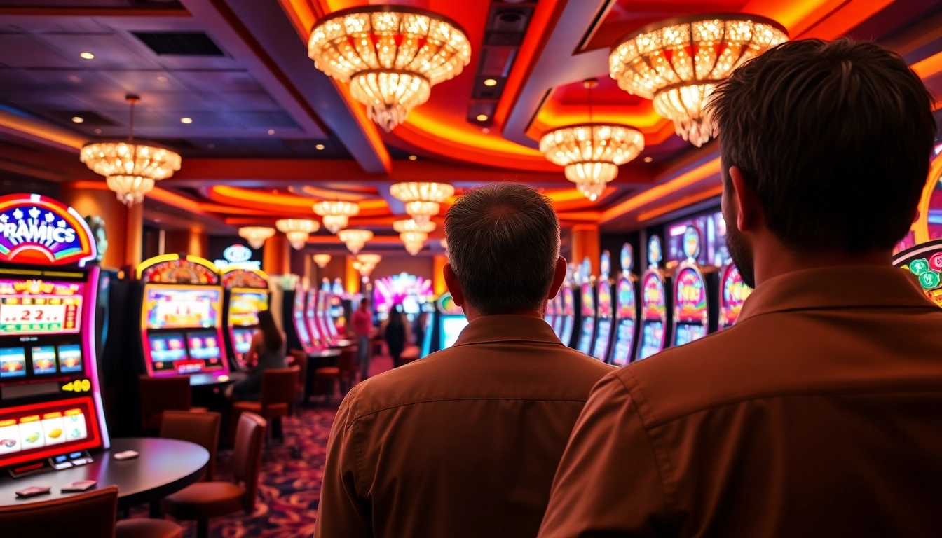 Engaged players enjoying a pragmatic slot experience in an upscale casino setting.